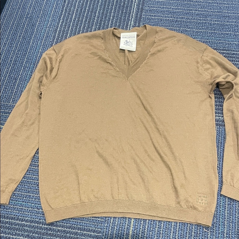 Semicouture wool and cashmere v neck brown sweater
